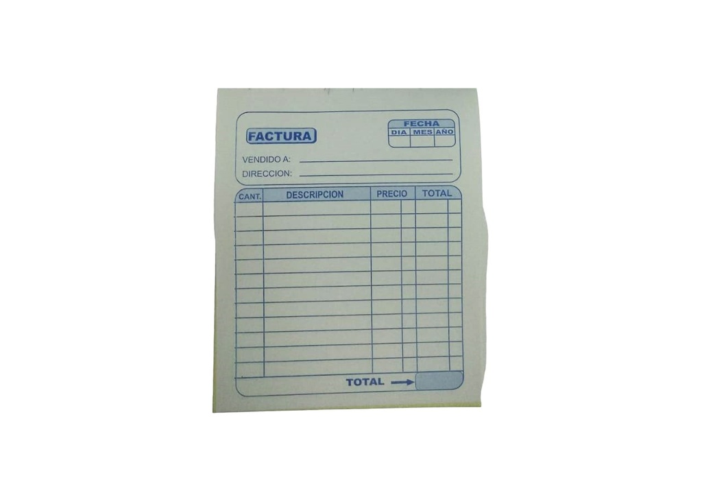 Talonario de Factura pequeña con copia NCR