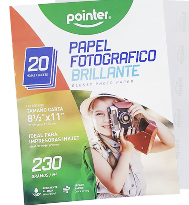 Papel fotografico 8.5x11 glossy 230 g 20/1 POINTER