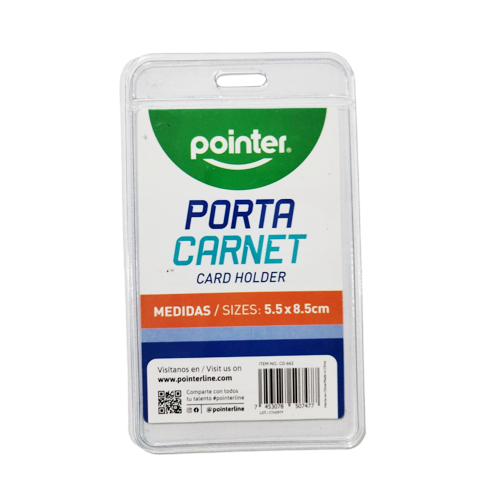 Porta carnet vert. plast. rigido clear 2 1/4 x 3 1/2 POINTER
