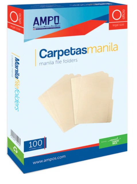 Caja Folder Manila 8.5 x 13 AMPO - 100 unidades