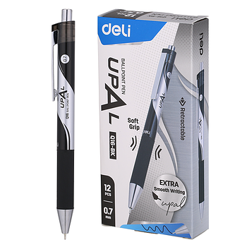 DELI Bolígrafo Ball Point 0.7mm tipo Felpa, Negro Upal