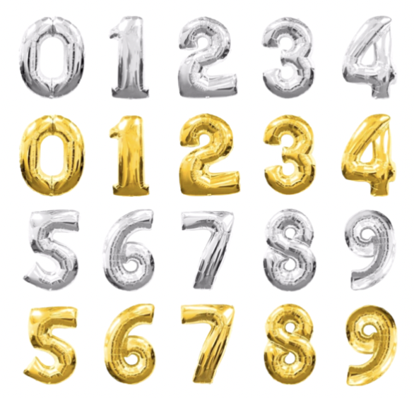 Globo Metálico en Forma de Numero y/o Letra 30 y 32 cm