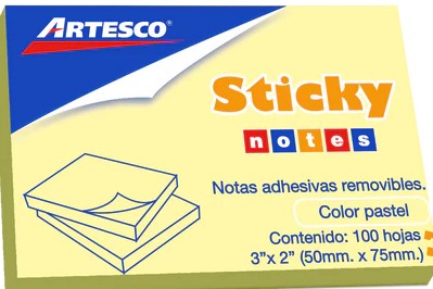 ARTESCO NOTAS ADHESIVAS (3 X 2) AMARILLO PASTEL