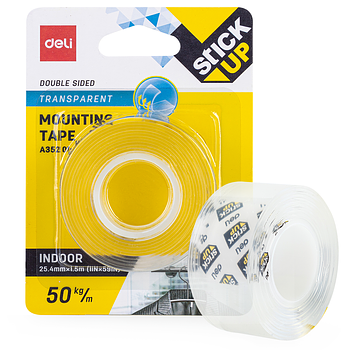 Cinta doble cara transparente 1x1.5 m DELI