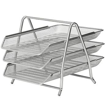Bandeja escritorio metal / 3 divisiones NUSTAR plateada
