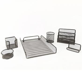POINTER ORGANIZADOR PARA ESCRITORIO 6 PIEZAS METAL NEGRO