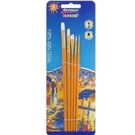 ARTESCO JUEGO DE PINCELES PLANO/REDONDO 5/1 M.MADERA AMARLLO