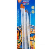 ARTESCO JUEGO DE PINCELES PLANO/REDONDO 6/1 M.MADERA BLANCO BL