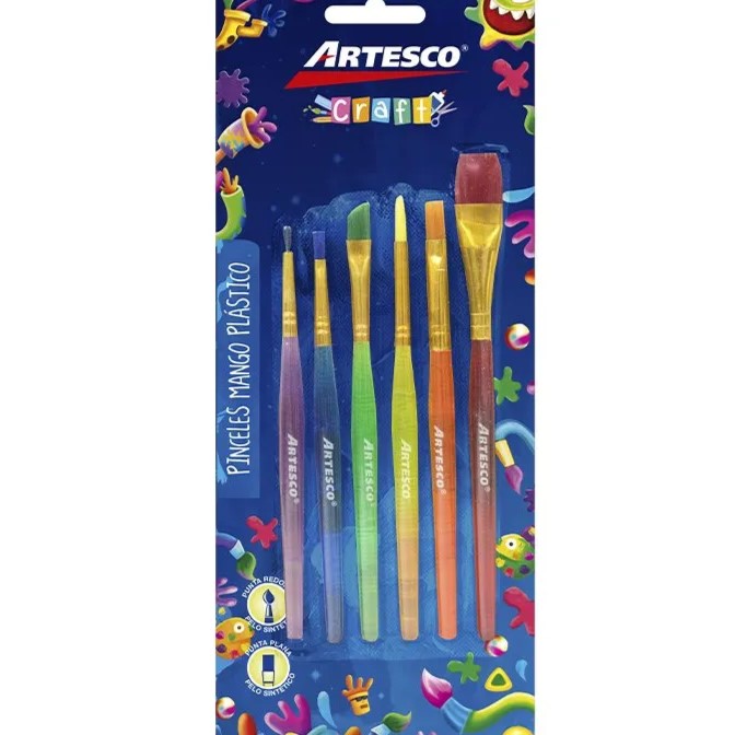 ARTESCO JUEGO DE PINCELES 6/1 M.PLASTICO COLORES SURT. BL
