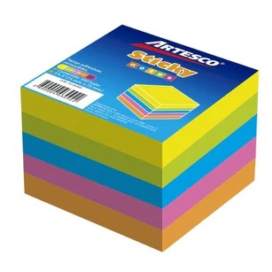 ARTESCO NOTAS ADHESIVAS (3 X 3) NEON EN CUBO #654 5/1 500H