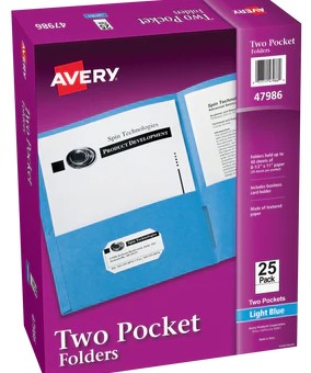 AVERY TWO pocket folders color light blue