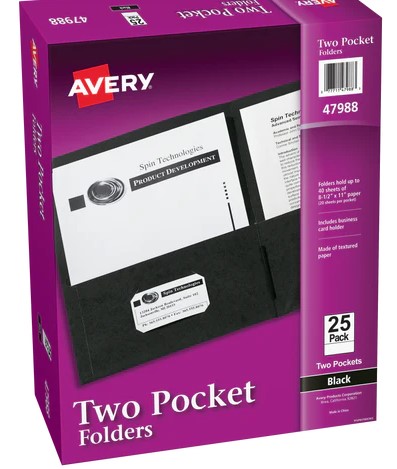 AVERY TWO pocket folders color black