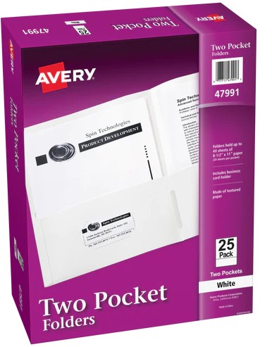 AVERY TWO pocket folders color white