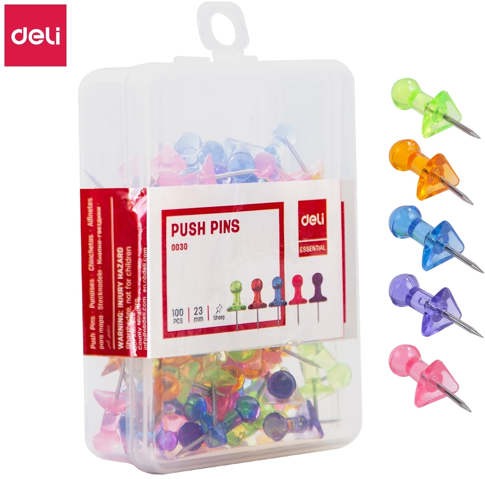 Push Pins - Deli - Transparent pack 100