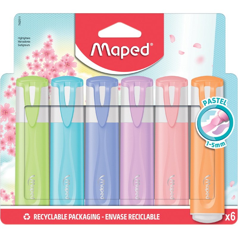 MAPED JUEGO DE RESALTADOR FLUO COLOR PASTEL 6/1
