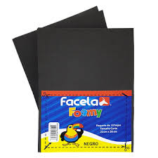 FACELA FOAMY GLITTER(BRILLO Y NORMAL) 8.5 X 11 NEGRO UNIDAD
