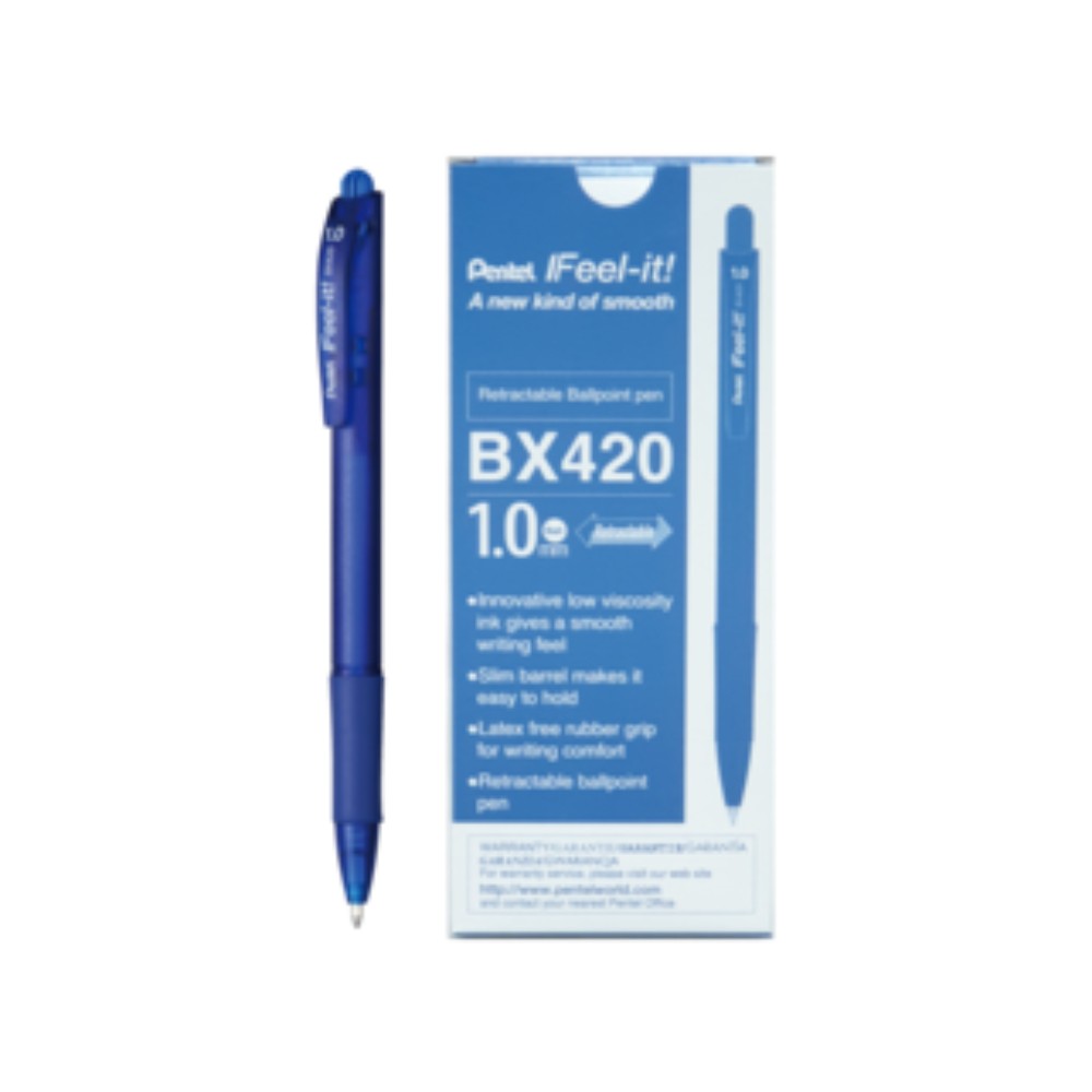 PENTEL Boligrafo Azul Feel It Retrac.