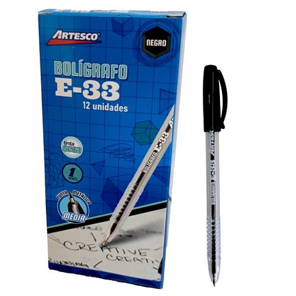 BOLIGRAFOS TINTA SECA E-33 NEGRO 12/1