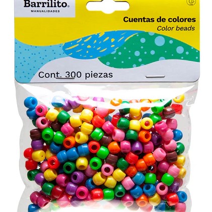 BARRILITO CUENTAS DE COLORES FUNDA CON 300 pzas.