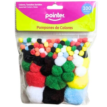 POINTER POMPONES DE COLORES 100 PCS varios