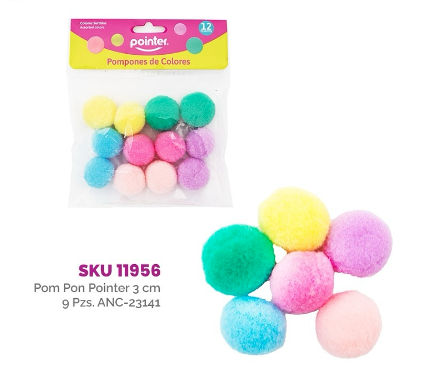 POINTER POMPONES DE COLORES 12 PCS