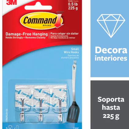 3M GANCHO TRANSPARENTE Command™ Small Utility Hooks 0.5 LIB/225G
