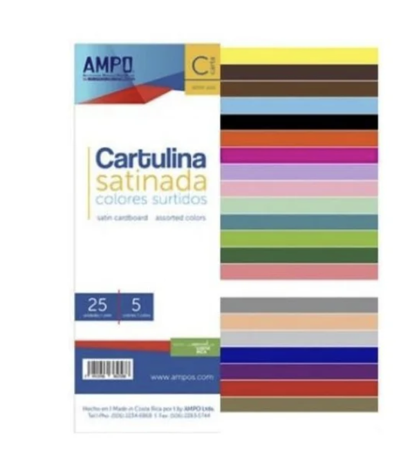 CARTULINA SATINADA (8.5 X 11) 25/1 Surtidas