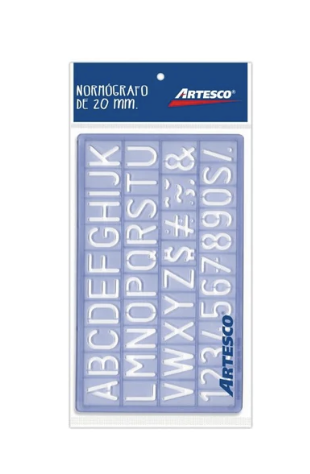 Artesco - Plantilla de Letra y Números y Regla