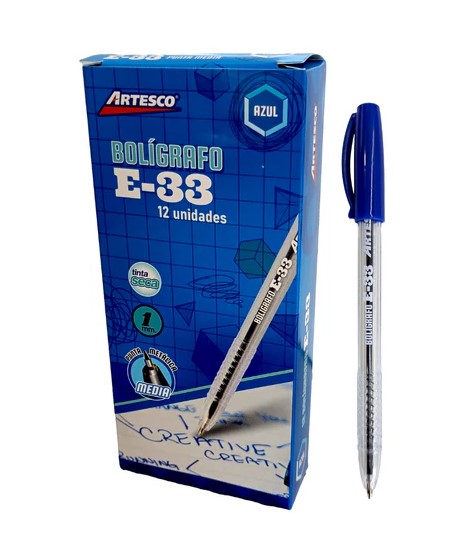 ARTESCO BOLIGRAFOS TINTA SECA E-33 ROJO 12/1 CAJA (copia)