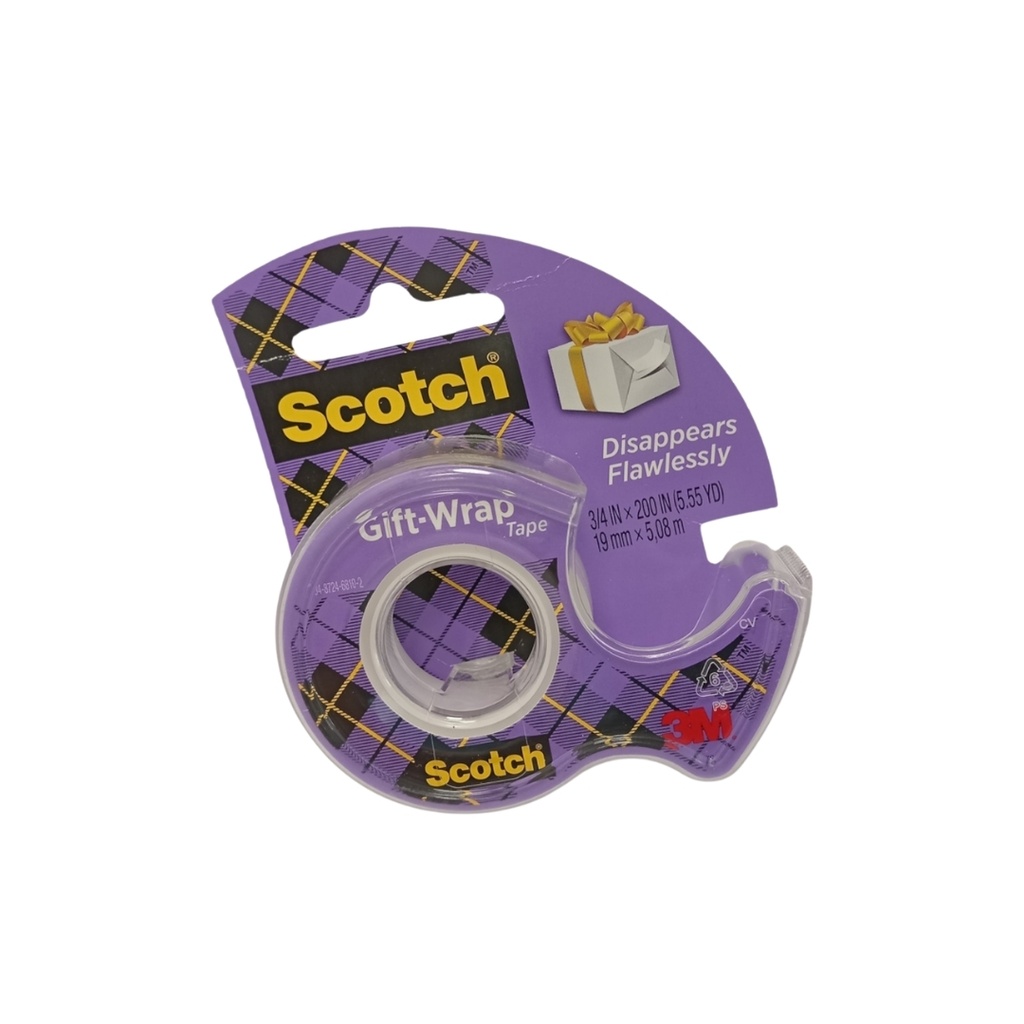 Cinta Scotch para envolver regalo, transparente (19mm x 5,08 mm)