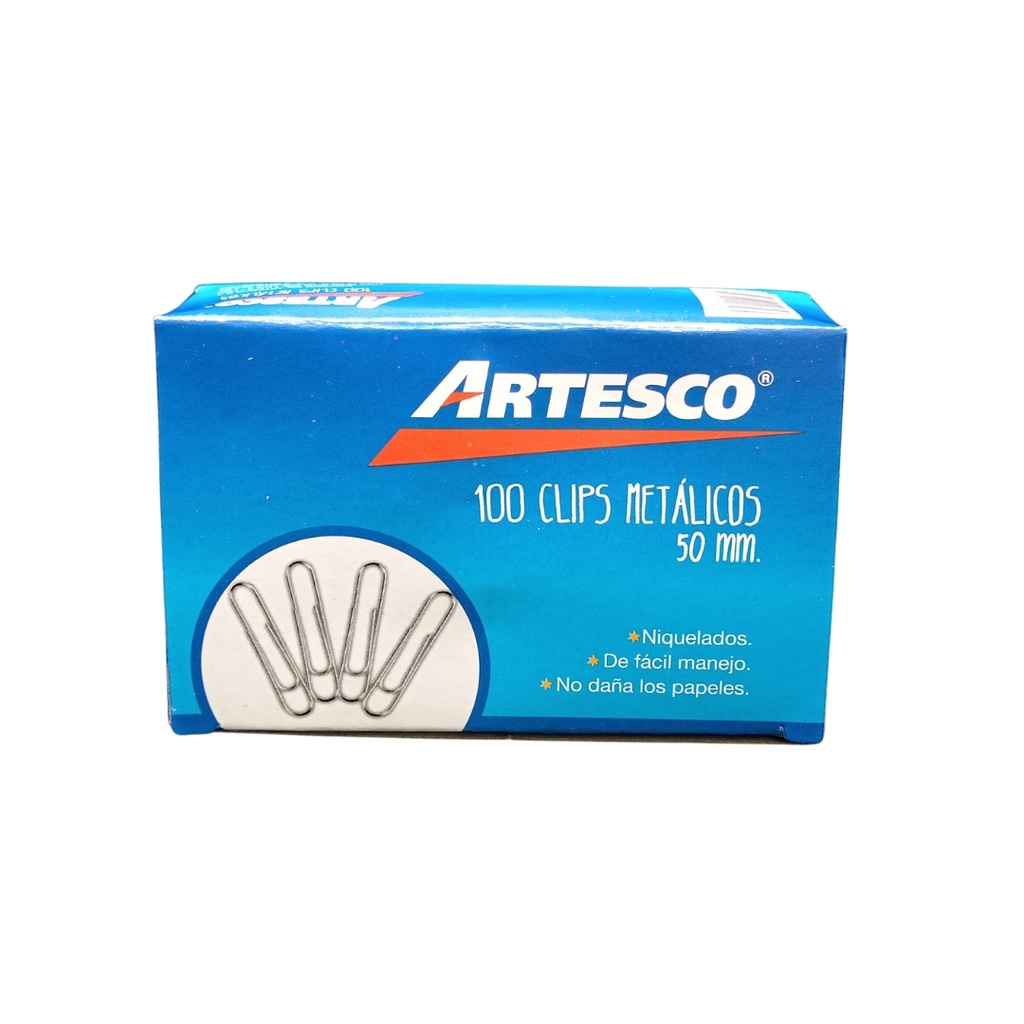 ARTESCO CLIPS METALICOS 50MM NIQUELADOS JUMBO