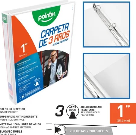 POINTER CARPETA DE 3 AROS 1/2" BLANCA (copia)