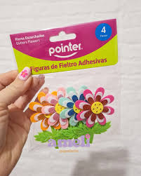 POINTER FIGURAS DE FIELTRO MINI FLORES ADHESIVAS SET 4 PIEZAS