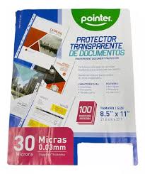 POINTER PROTECTOR TRANSPARENTE DE DOCUMENTOS 40MICRAS 8.5 X 11 CONTIENE 100/1 (copia)