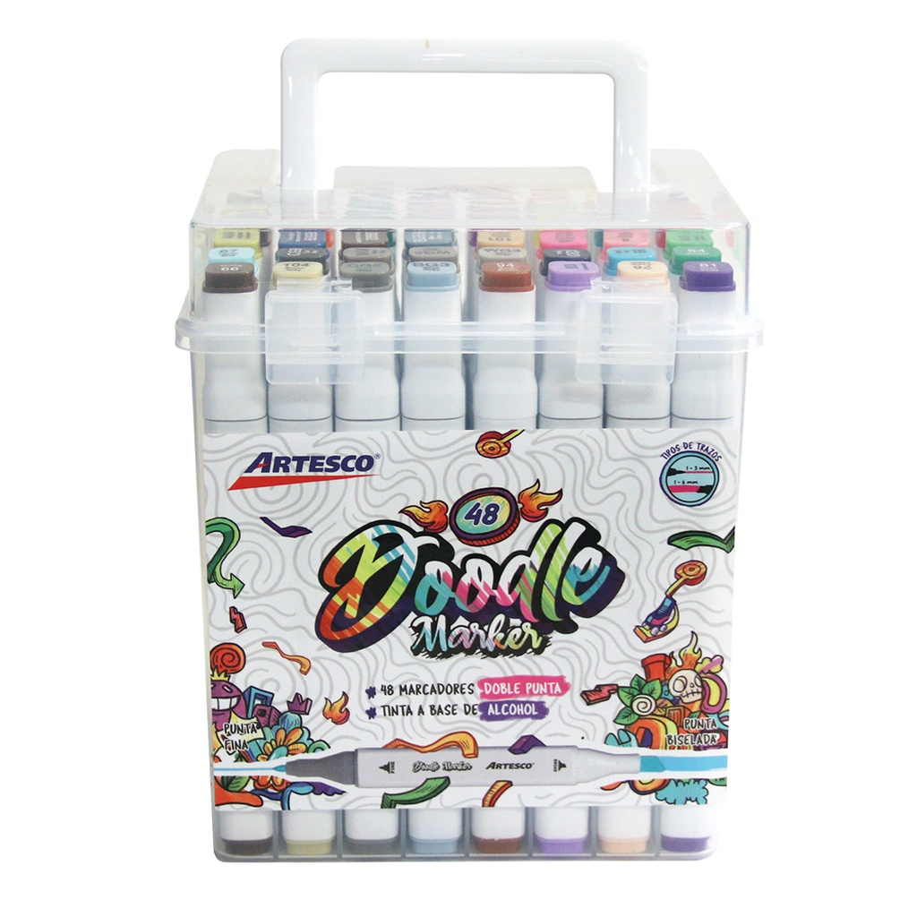 ARTESCO MARCADORES DOBLE P. DOODLE A BASE DE ALCOHOL 80/1 Caja Plastica