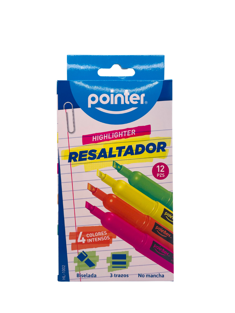 Resaltador 4 Colores Intensos y 3 Trazos / Caja de 12