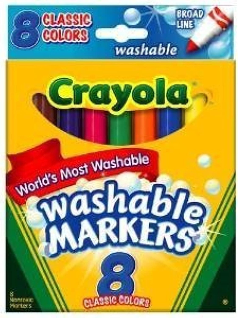 CRAYOLA MARCADOR ULTRA-CLEAN WASHABLE GSO B/AGUA 8/1