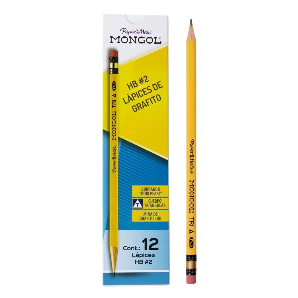 LAPICES DE GRAFITO 2HB MONGOL PAPER MATE 12/1