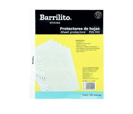 POINTER/BARRILITO HOJAS PLASTICAS P/CARPETAS CARTA 100/1 (Protectoras)