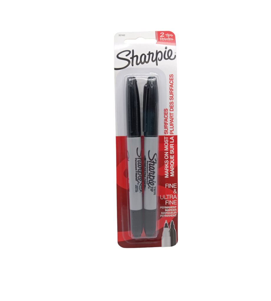 Juego de felpa permanente Sharpie twin negro / 2 en 1