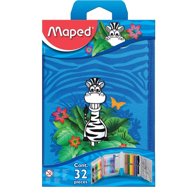 Juego Escolar en Estuche con Zipper Jungle Maped
