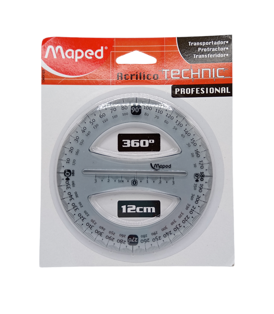 MAPED Transportador ACRILICO 360/12 cm.