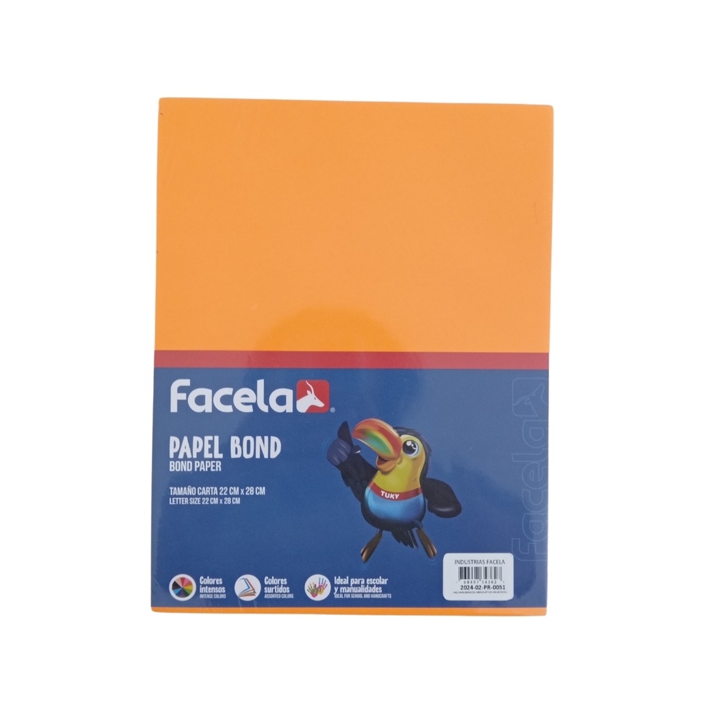 Papel Bond 20 / 8.5 x 11, colores surtido neon Facela