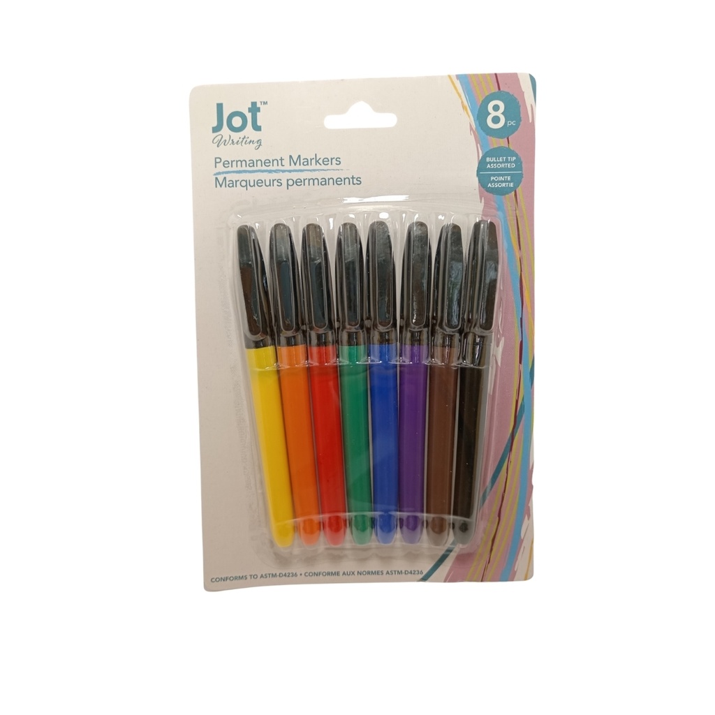 Marcadores permanente Jot, juego de 8 / Diversos colores.