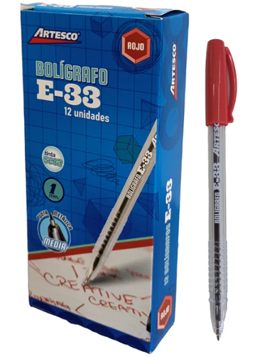 [Lapicero] Bolígrafo Tinta Seca ARTESCO Rojo 12/1