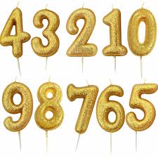 Vela Numero del 0 al 9 Dorada y Plateada