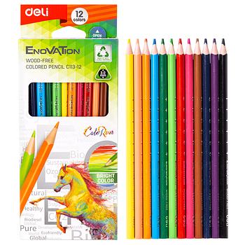 Lapices de Colores Triangular DELI Enovation, 12 pcs