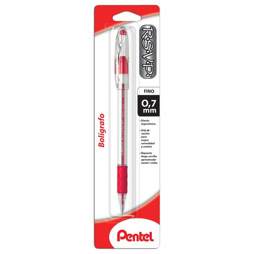 [072512231654] PENTEL Boligrafo Rojo R.S.V.P C/Tap CAJA (copia)