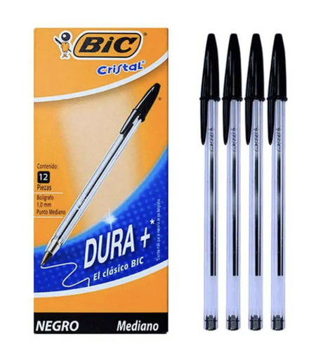 BIC Bolígrafo Cristal NEGRO 1.0 mm Mediano, UNIDAD