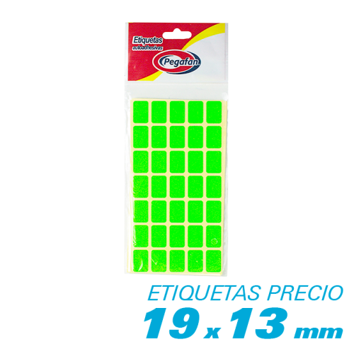 PEGAFAN ETIQUETAS  COLOR FLUO VERDE 500/1 (19x13mm)